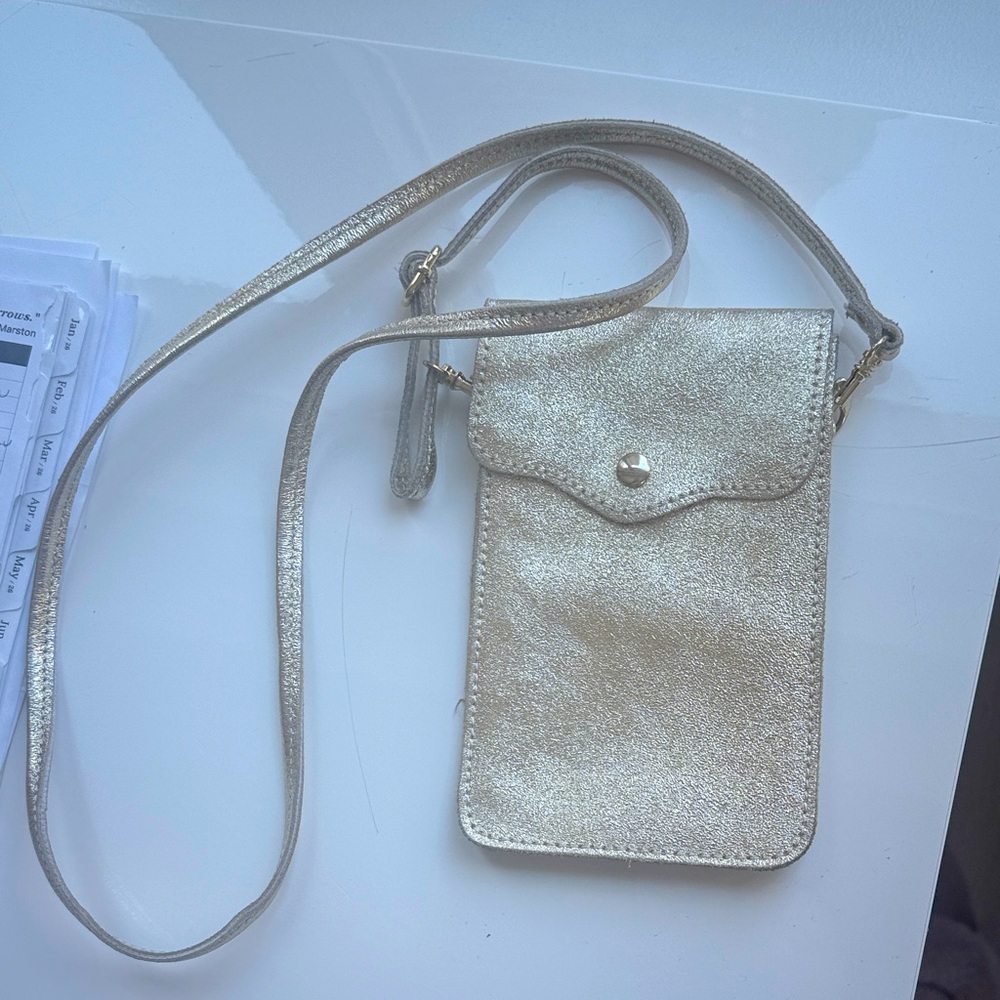 Metallic Crossbody Phone Bag fold